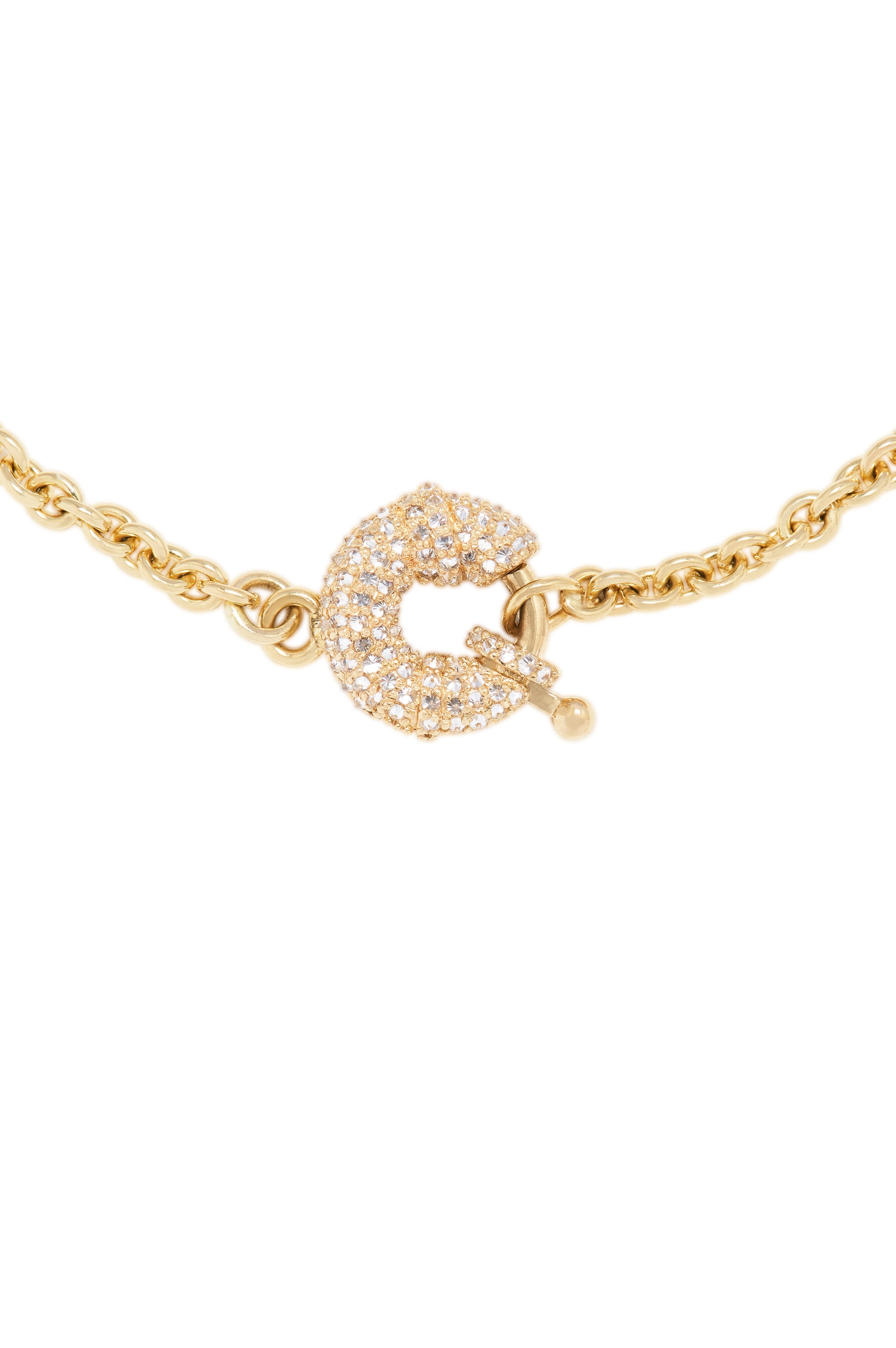Diamond spring ring clasp bracelet cable chain 18K gold